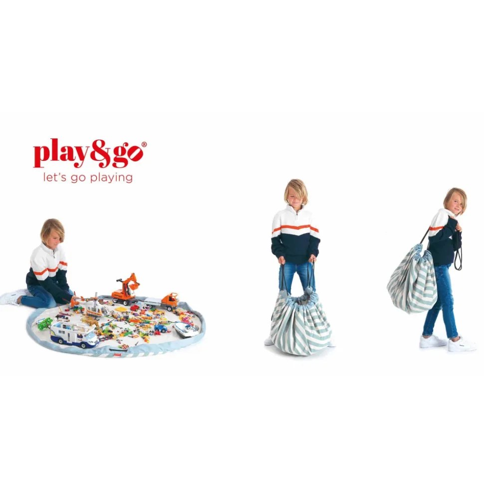 Grand sac à jouets / tapis de jeu 2 en 1 stripes green