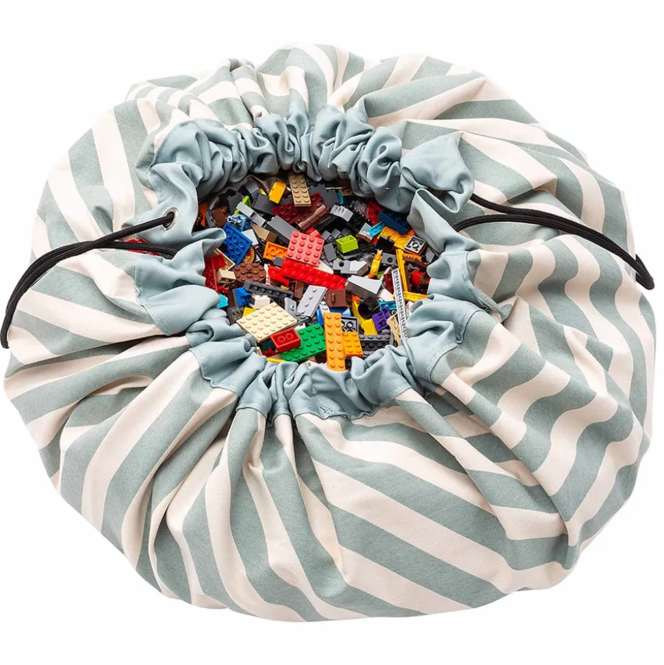 Grand sac à jouets / tapis de jeu 2 en 1 stripes green