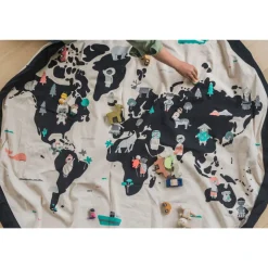 Grand sac à jouets / tapis de jeu 2 en 1 carte du monde