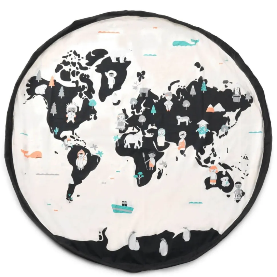 Grand sac à jouets / tapis de jeu 2 en 1 carte du monde