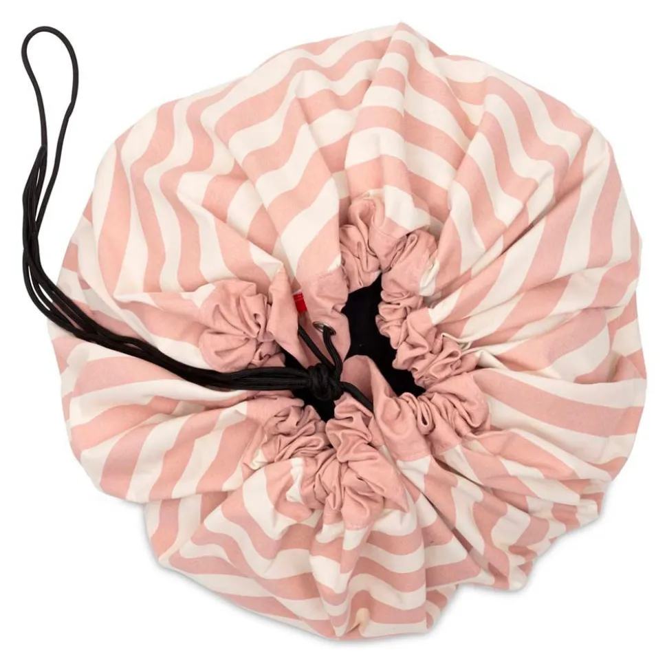 Grand sac à jouets / tapis de jeu 2 en 1 stripes pink