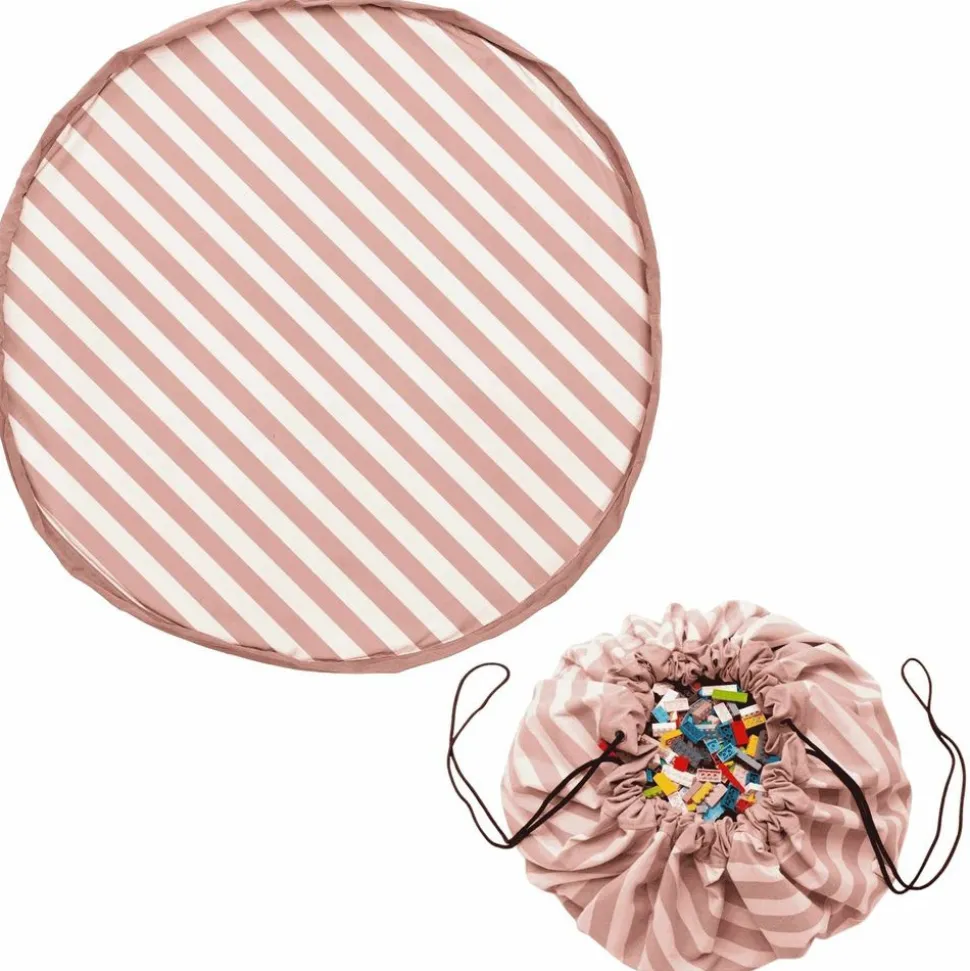 Grand sac à jouets / tapis de jeu 2 en 1 stripes pink