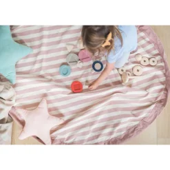 Grand sac à jouets / tapis de jeu 2 en 1 stripes pink