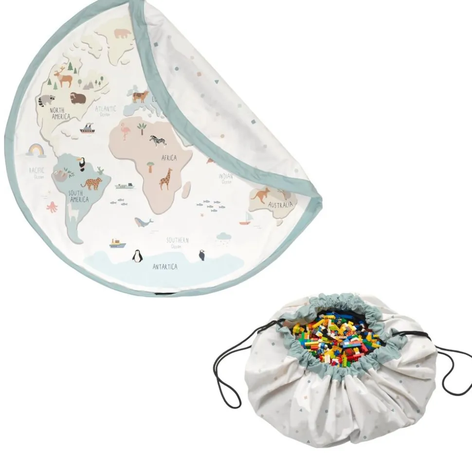 Grand sac à jouet / tapis de jeu 2 en 1 - worldmap colors