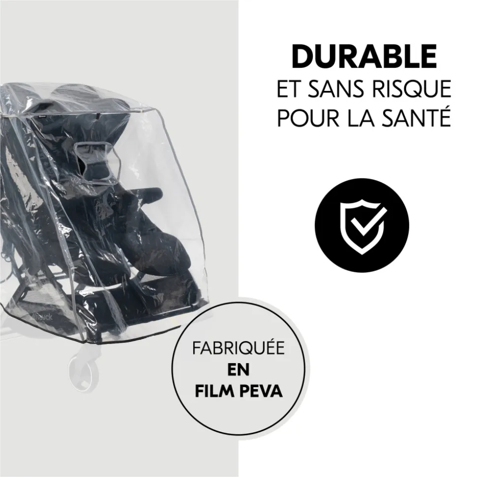 Habillage pluie pour poussette double côte à côte