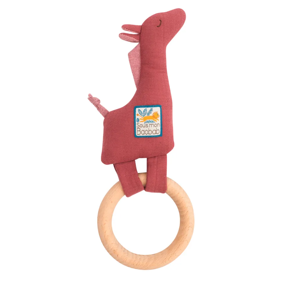 Hochet anneau bois sous mon baobab - girafe
