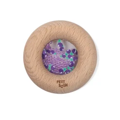 Hochet sensoriel bébé donut en bois aubergines