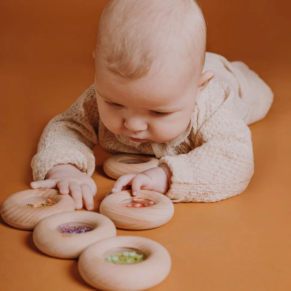 Hochet sensoriel bébé donut en bois tomates