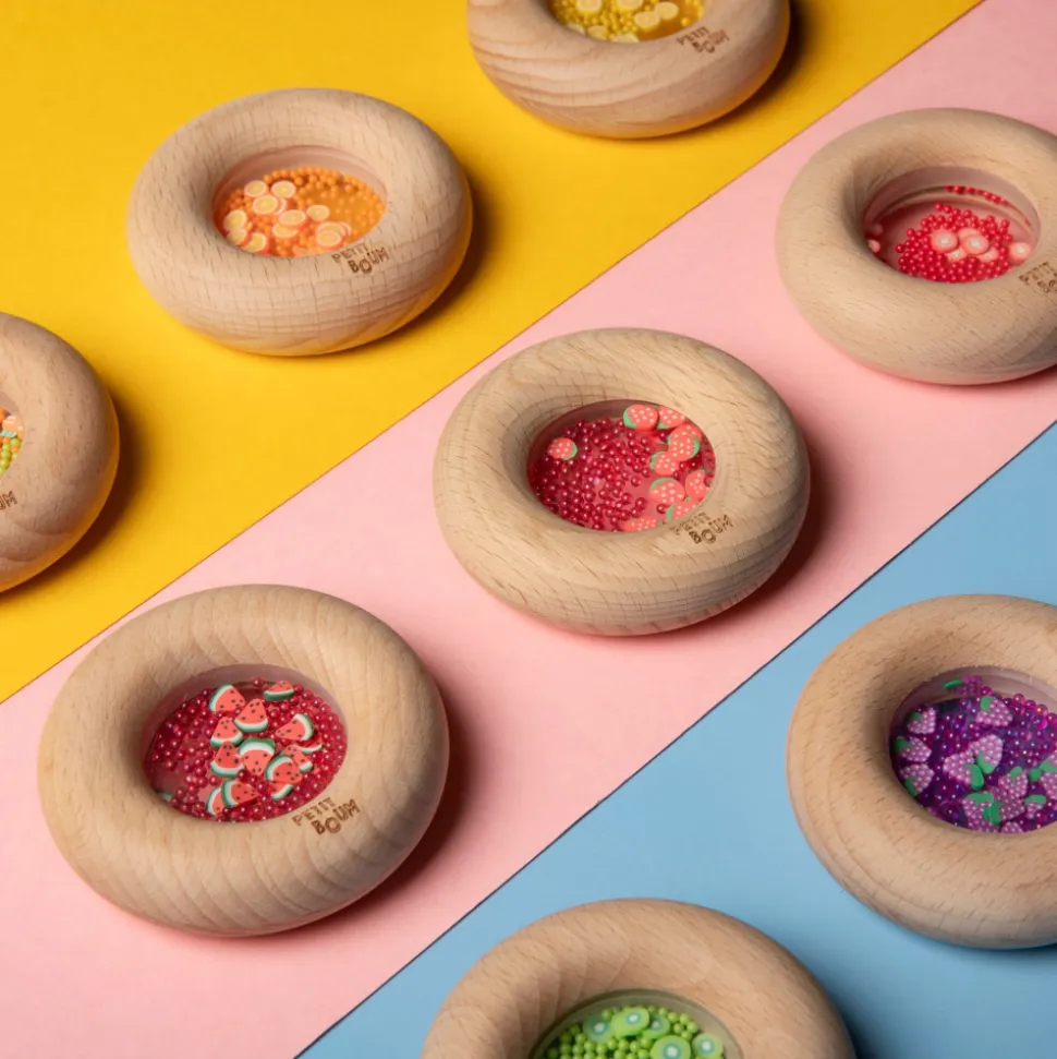 Hochet sensoriel bébé donut en bois tomates