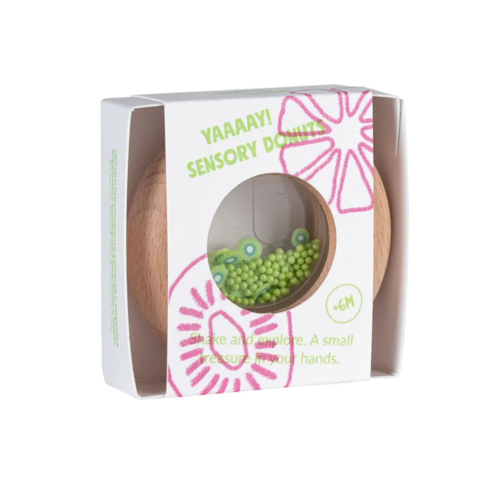 Hochet sensoriel bébé donut en bois kiwis