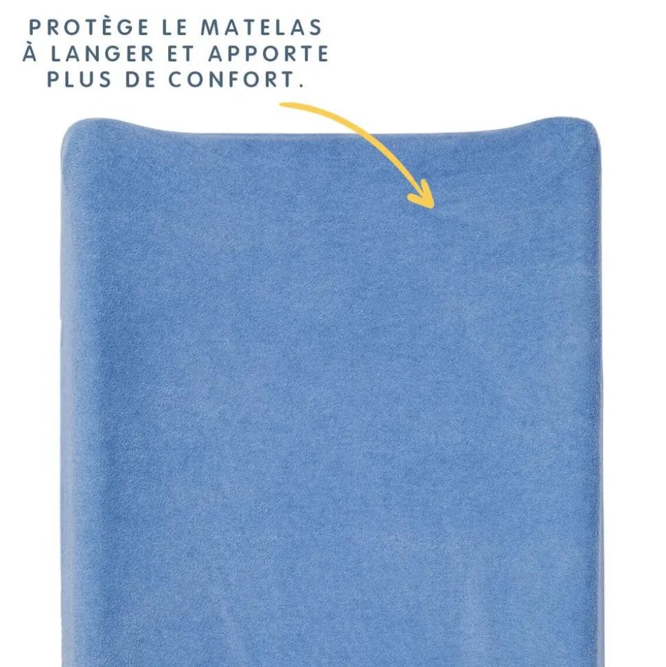Housse pour matelas à langer bleu
