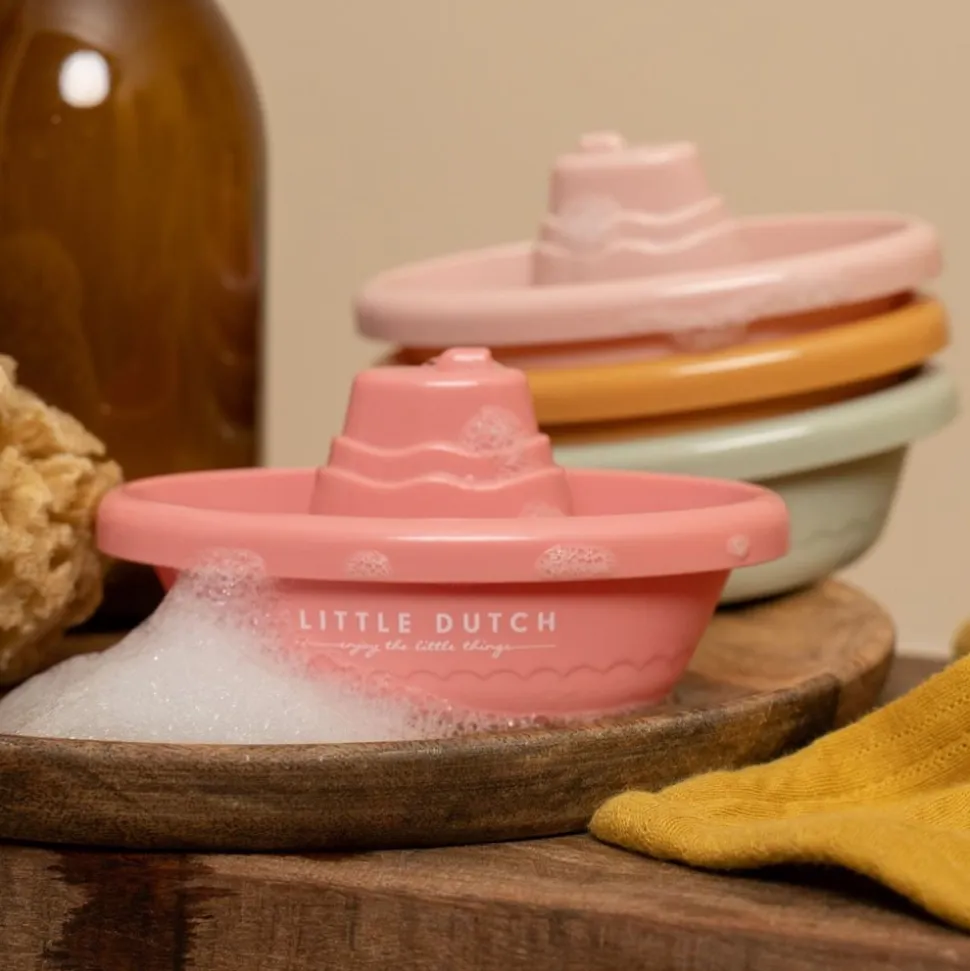Jouet de bain bateaux à empiler rose