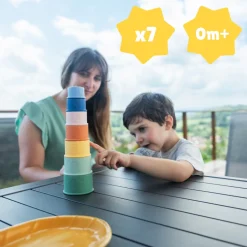 Jouet de bain bébé tasses empilables en silicone