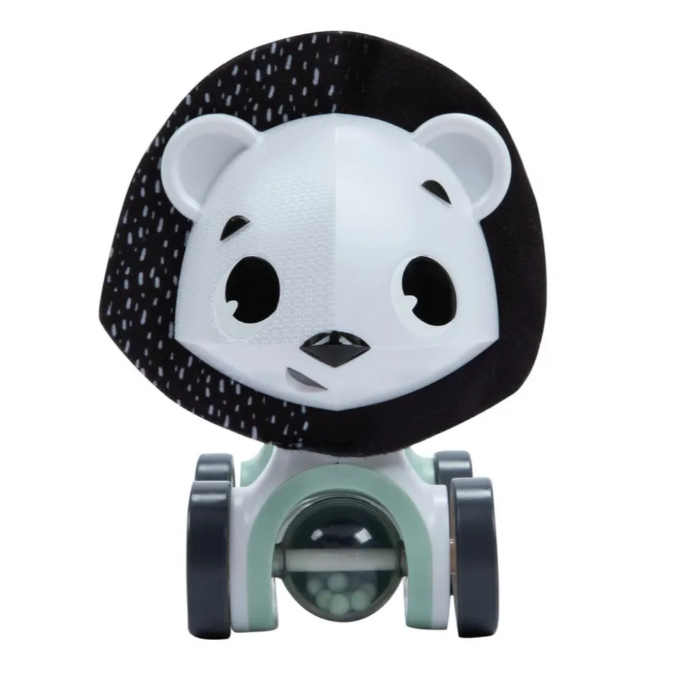 Jouet d'éveil tiny roller lion - black & white