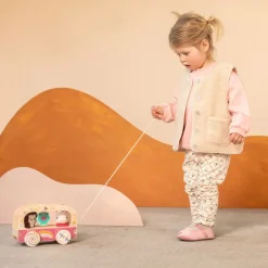 Jouet en bois à tirer bus magique lena la licorne