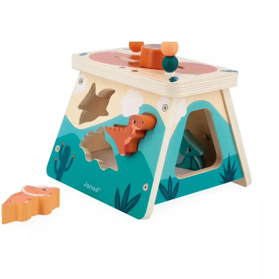 Jouet en bois volcan multi-activités dino