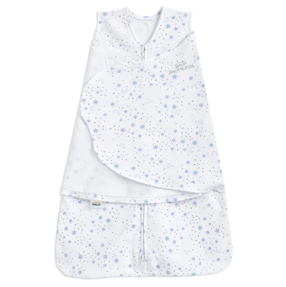 Lange d'emmaillotage 3 en 1 halo® sleepsack® 1,5tog 100% coton, midnight moons blue (0-3m)