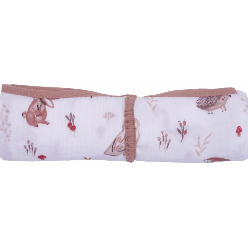 Lange en double gaze de coton gaufré clairière / mocha