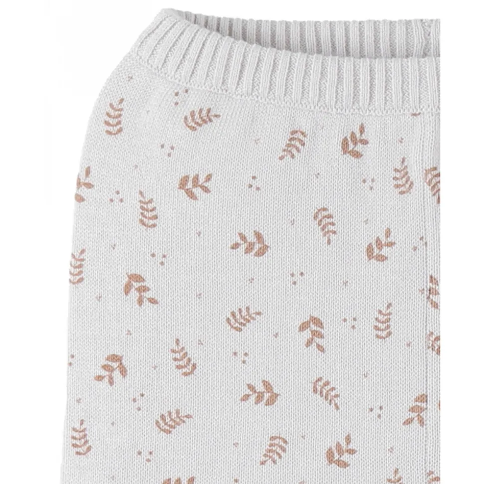 Legging maille beige fleurs 9 mois