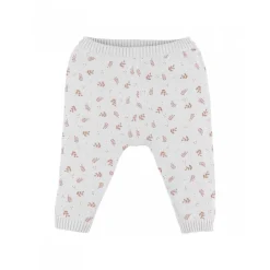Legging maille beige fleurs 9 mois