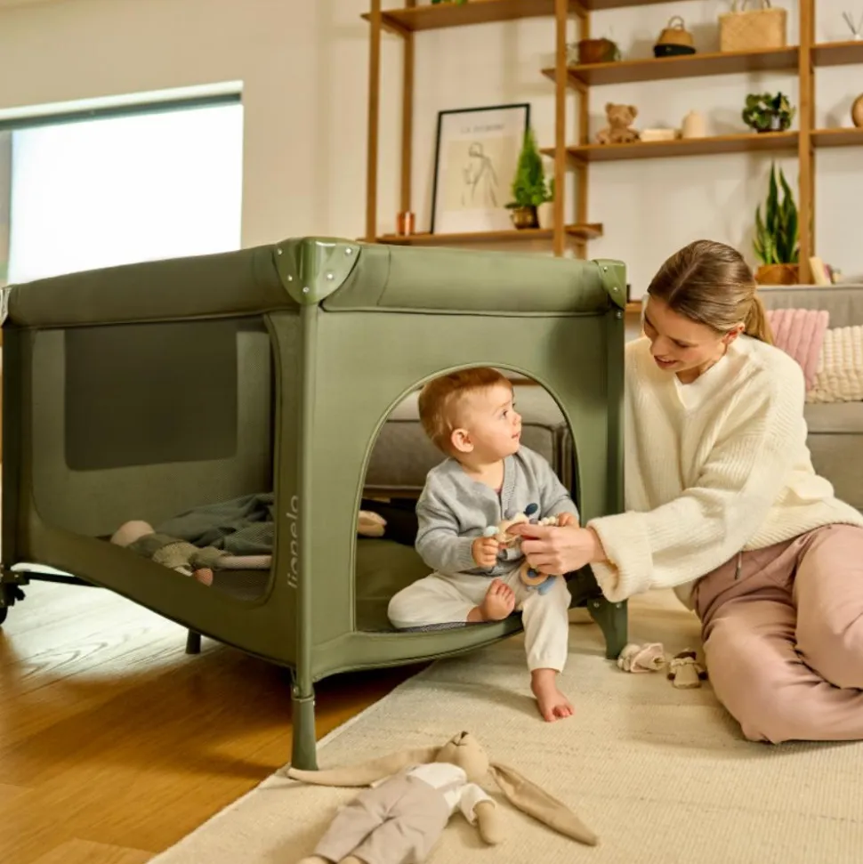 Le lit bébé lionelo jasmin easy fold green olive