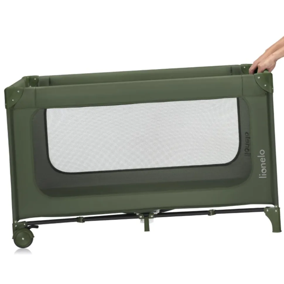Le lit bébé lionelo jasmin easy fold green olive