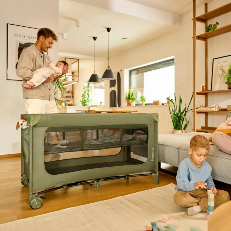 Le lit bébé lionelo jasmin easy fold green olive