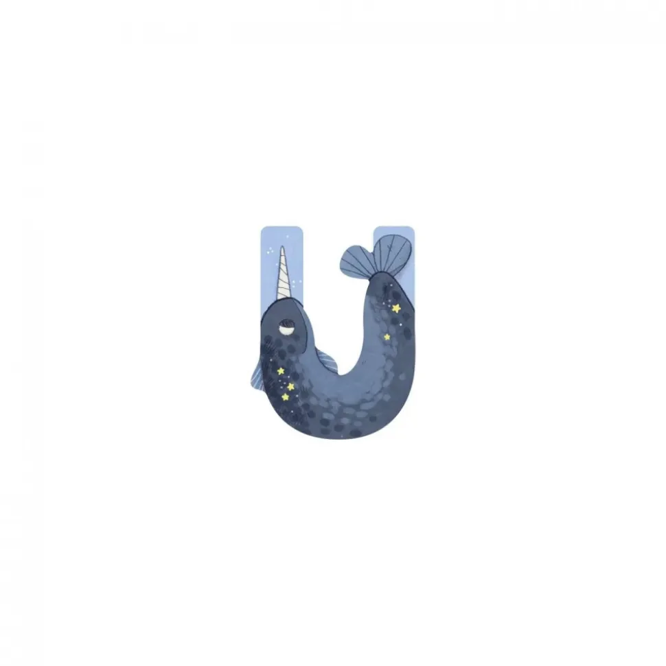 Lettre bois - u bleu