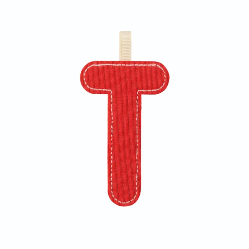 Lettre en tissu phosphorescente rouge t