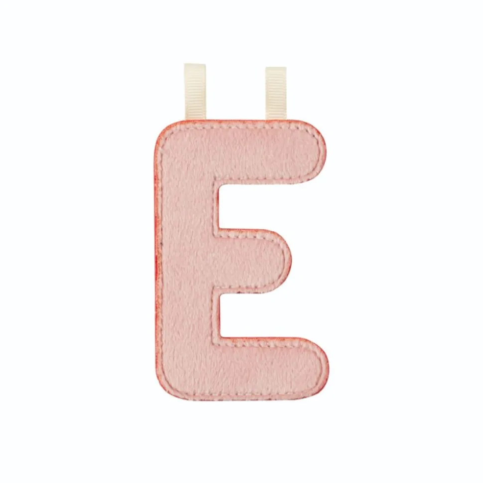 Lettre en tissu phosphorescente rose e