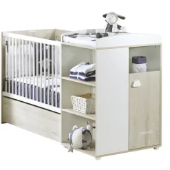Lit bébé combiné évolutif 60x120 en 90x190 smile hêtre cendré