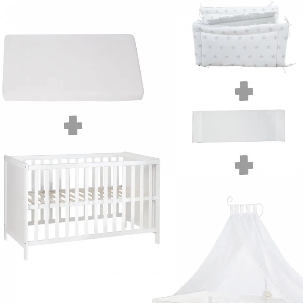 Lit bébé multifonction 60 x 120 cm blanc