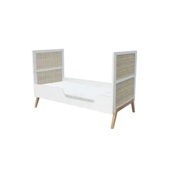 Lit bébé évolutif marélia tressage rotin 70x140 cm neige