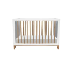 Lit bébé évolutif nami cannage rotin 60x120 cm neige