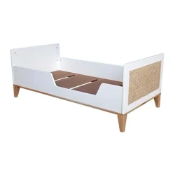 Lit bébé évolutif nami canne de rotin 70 x 140 neige