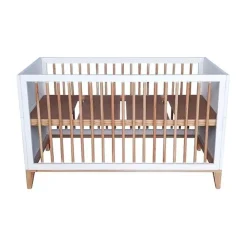 Lit bébé évolutif nami canne de rotin 70 x 140 neige