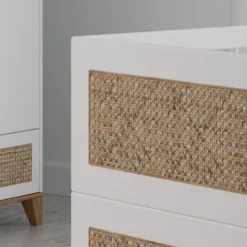 Lit bébé évolutif nami canne de rotin 70 x 140 neige