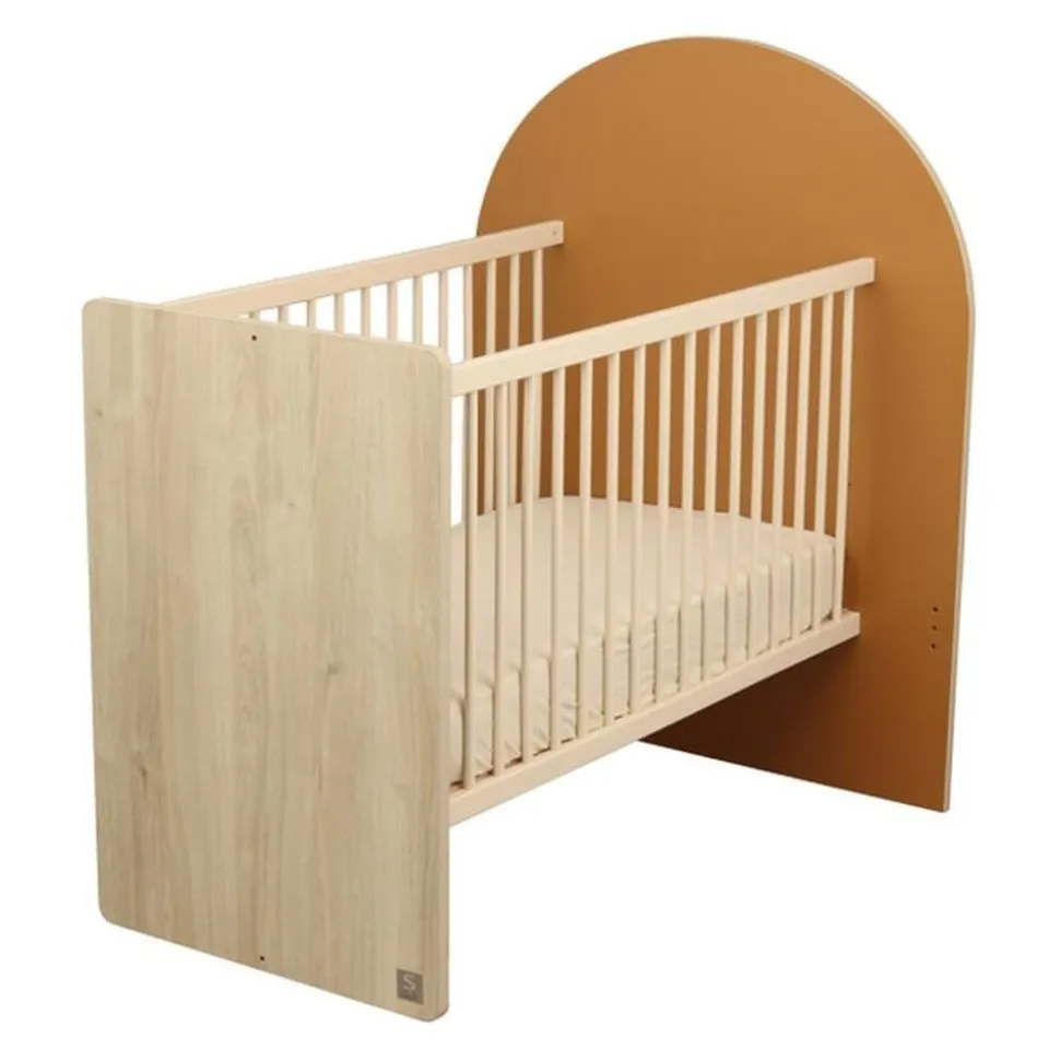 Lit bébé évolutif 60x120 cm en 90x190 cm arche caramel