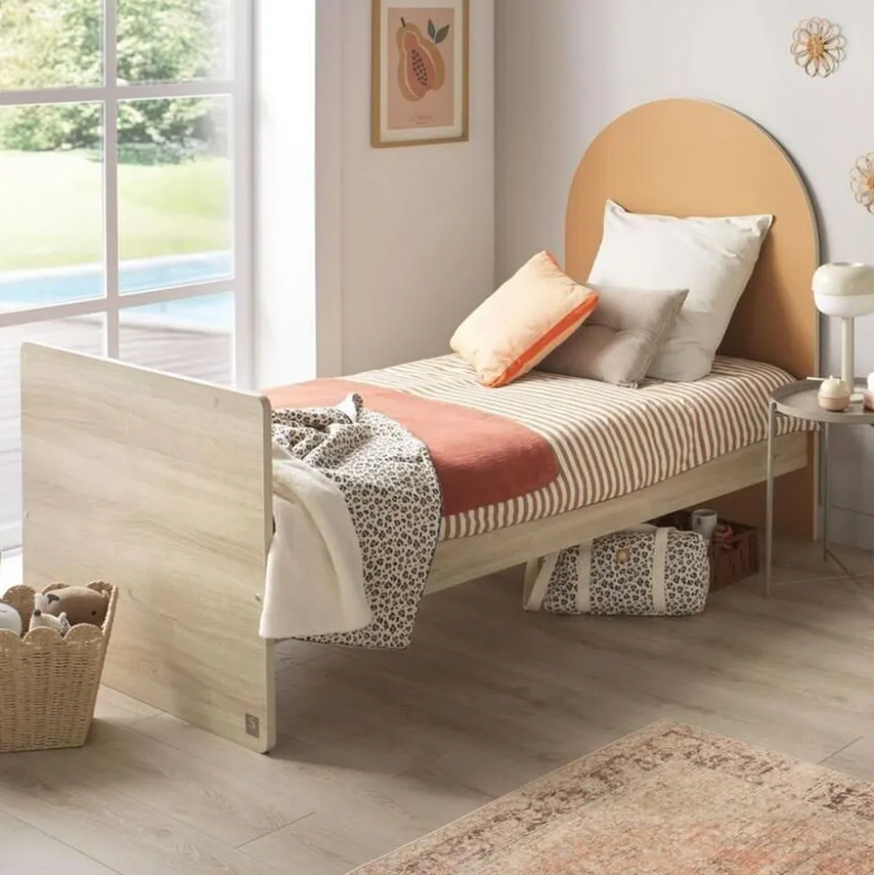 Lit bébé évolutif 60x120 cm en 90x190 cm arche caramel