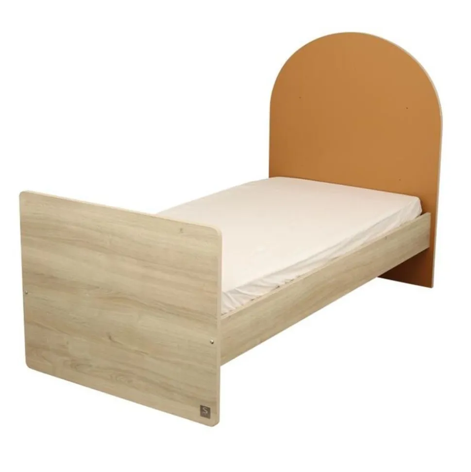 Lit bébé évolutif 60x120 cm en 90x190 cm arche caramel