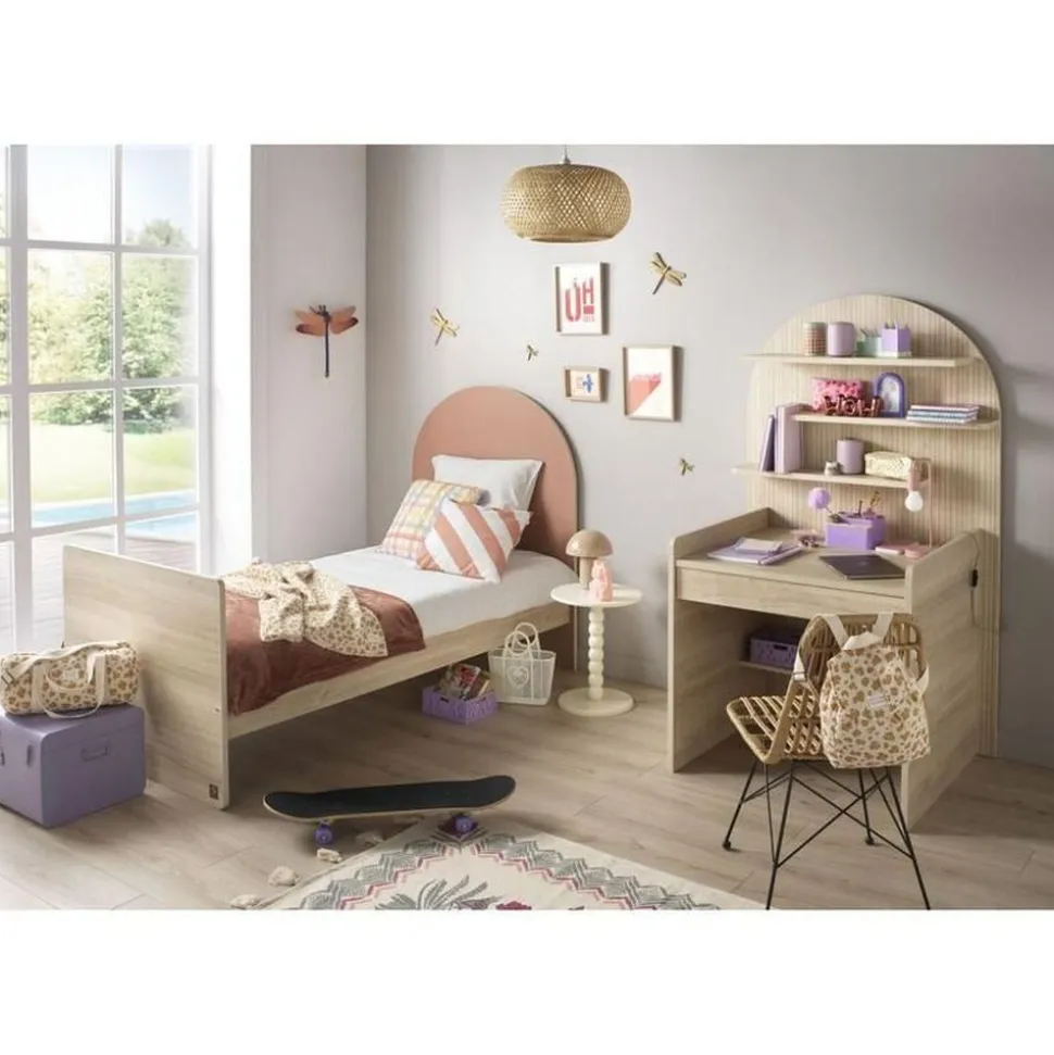 Lit bébé évolutif 60x120 cm en 90x190 cm arche terracotta