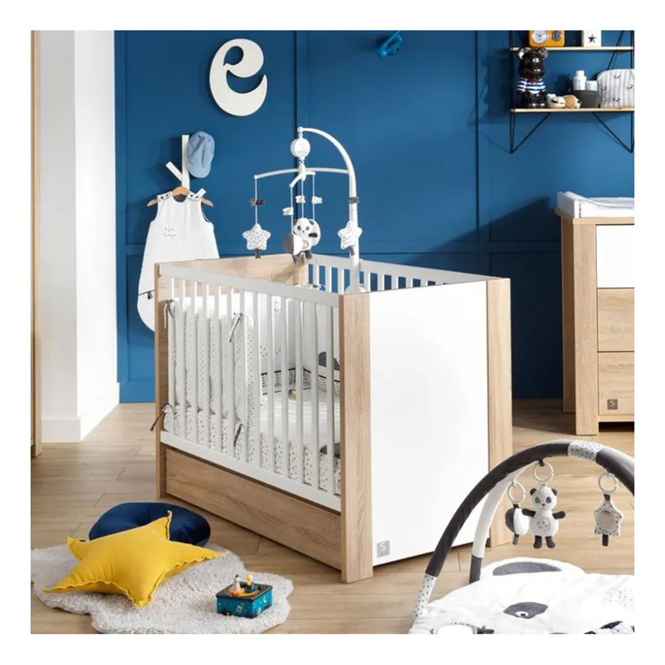 Lit bébé 60x120cm antonin version bois et blanc