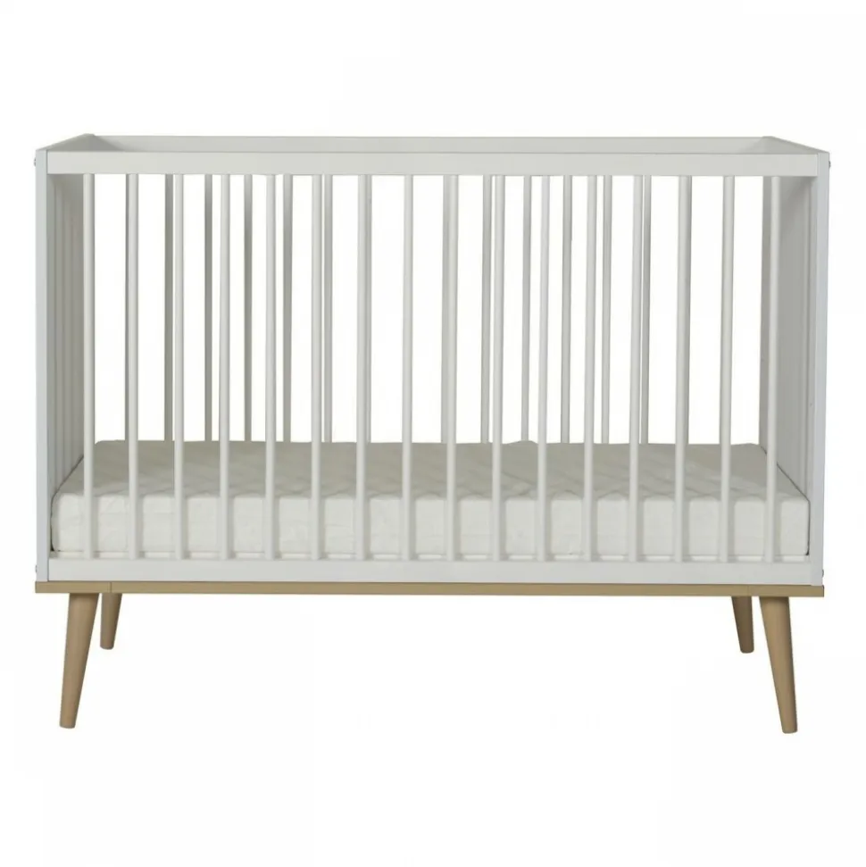 Lit bébé 60x120 cm flow white et oak