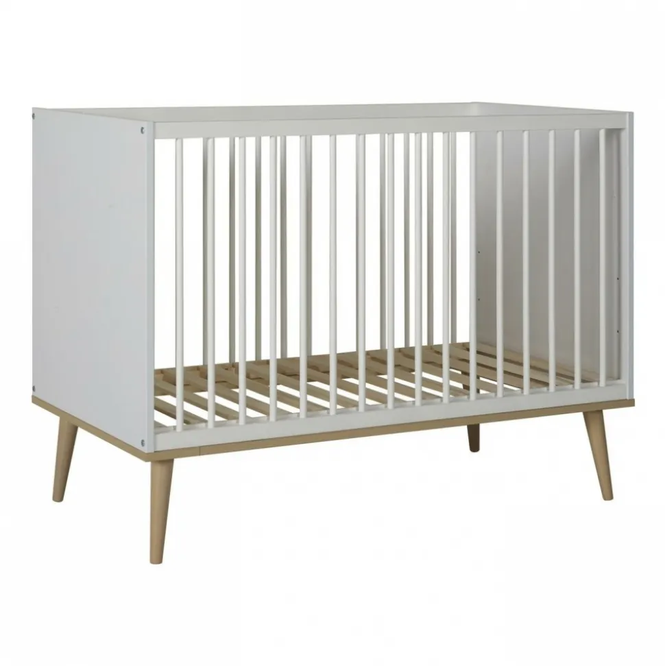 Lit bébé 60x120 cm flow white et oak