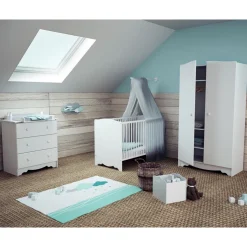 Lit bébé 60x120 cm marelle blanc