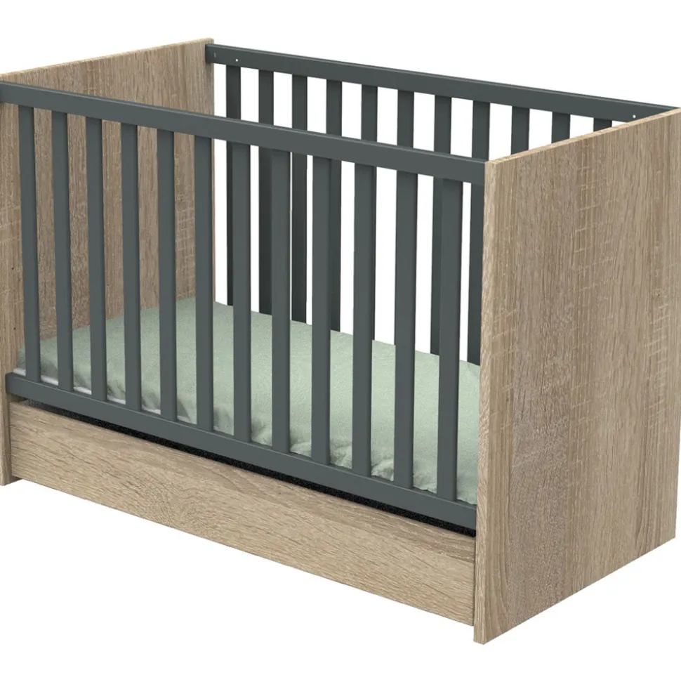 Lit bébé 60x120cm nova gris volcan