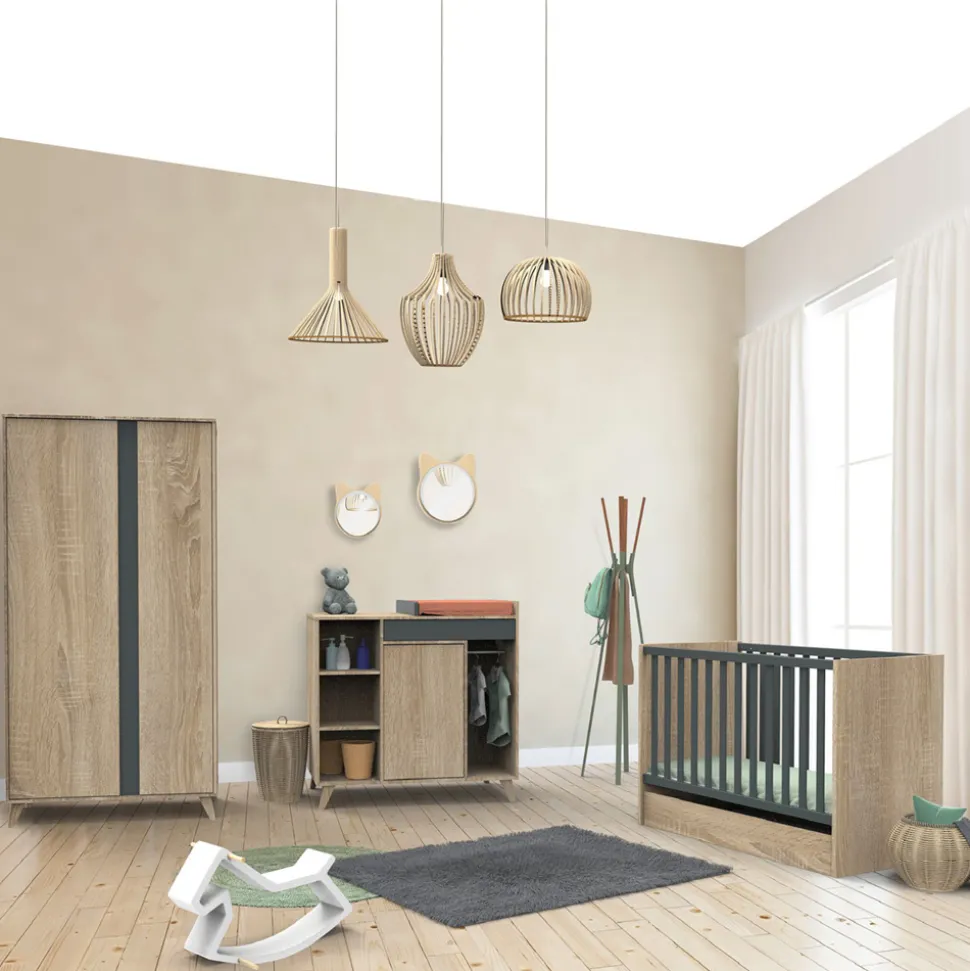 Lit bébé 60x120cm nova gris volcan