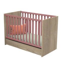 Lit bébé 60x120 cm + tiroir de lit nova rose canyon