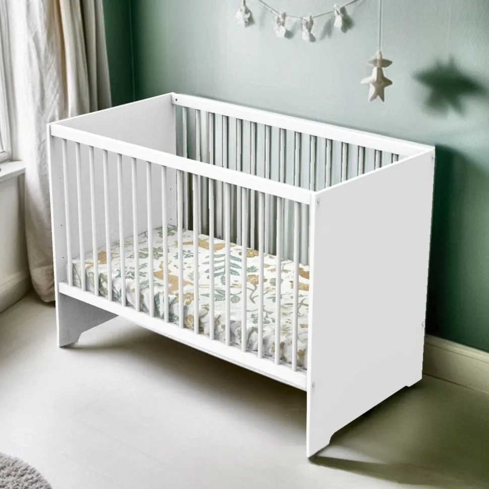Lit bébé 60x120cm têtes panneaux blanc first