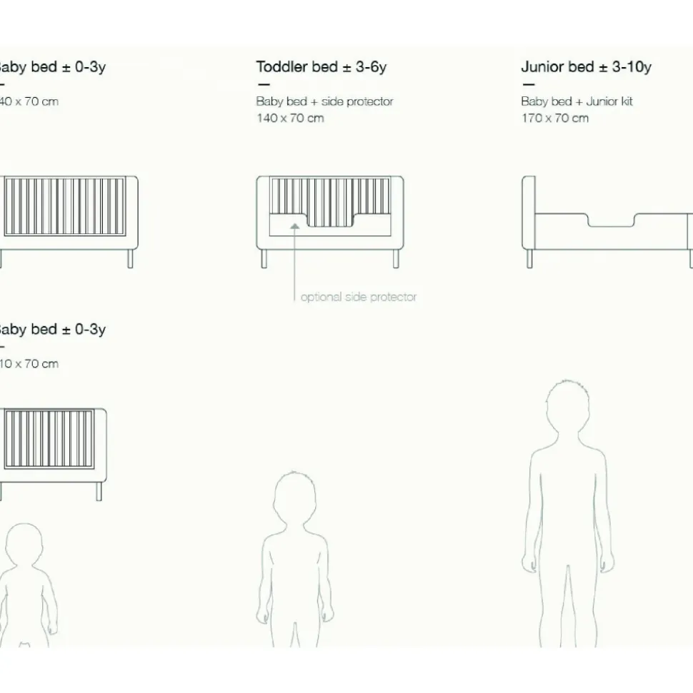 Lit bébé 70x140 cm évolutif en canapé yume natural ash